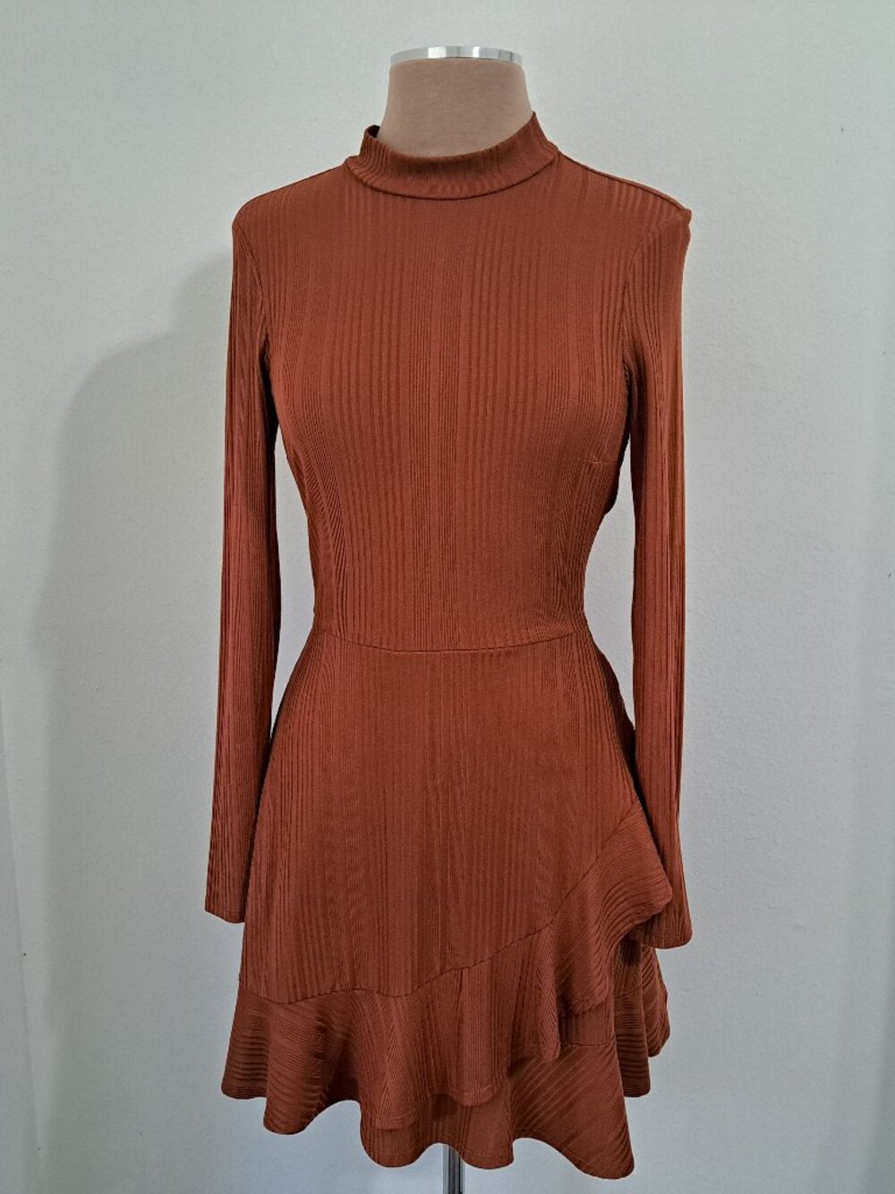 Speechless Women's Dress Style A-Line Long Sleeve Brown Color Size M